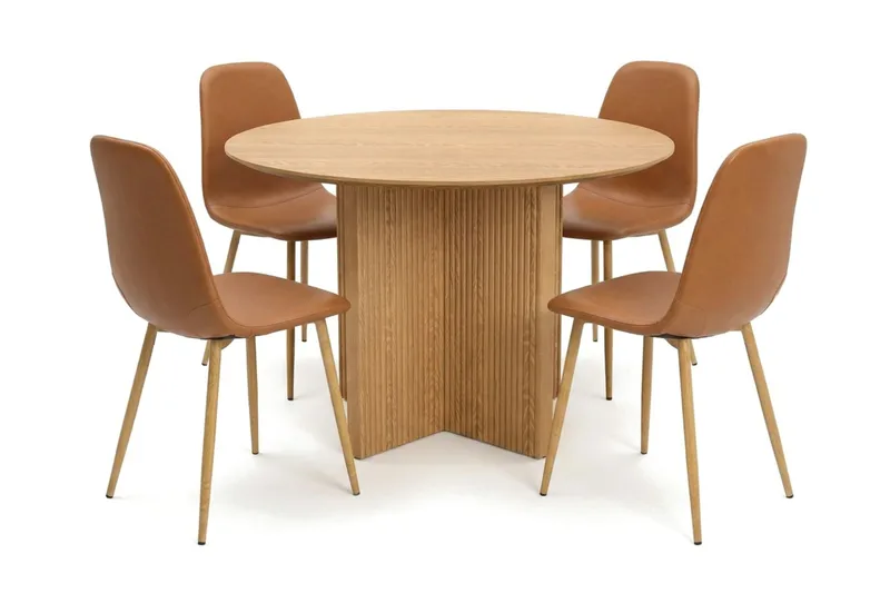Edda Matgrupp runt 110 cm Ek med 4 Nibe Matstolar - Ek - Products - Möbler - Bord & matgrupp - Matgrupp