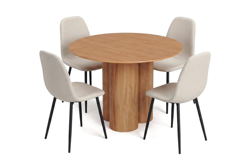 Juno Matgrupp runt 110 cm Ek med 4 Nibe Matstolar - Ek - Products - Möbler - Bord & matgrupp - Matgrupp