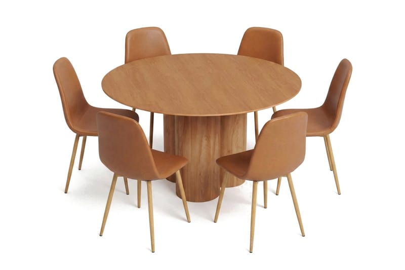 Juno Matgrupp runt 130 cm Ek med 6 Nibe Matstolar - Ek - Products - Möbler - Bord & matgrupp - Matgrupp