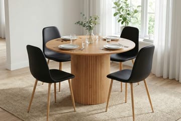 Kopparbo Matgrupp runt 110 cm Ek med 4 Nibe Matstolar - Ek - Products - Möbler - Bord & matgrupp - Matgrupp