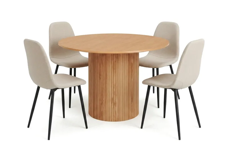 Kopparbo Matgrupp runt 110 cm Ek med 4 Nibe Matstolar - Ek - Products - Möbler - Bord & matgrupp - Matgrupp