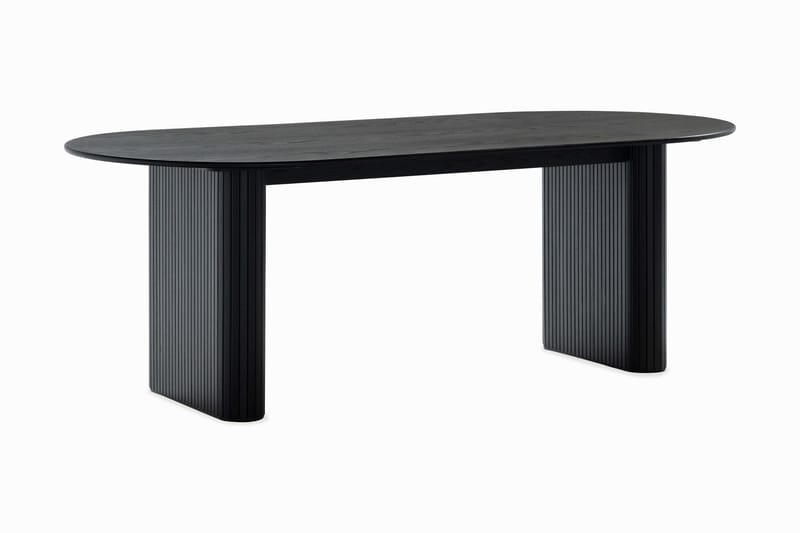 Noira Ovalt Matbord 220 cm Svart +  6 st Nibe stol beige med valnöt ben - Svart/Beige - Products - Möbler - Bord & matgrupp - Matgrupp