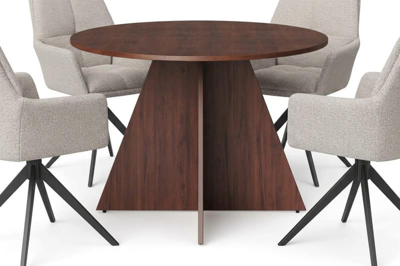 Vera Matgrupp runt 110 cm Valnöt med 4 Torsby Matstolar - Valnöt - Products - Möbler - Bord & matgrupp - Matgrupp