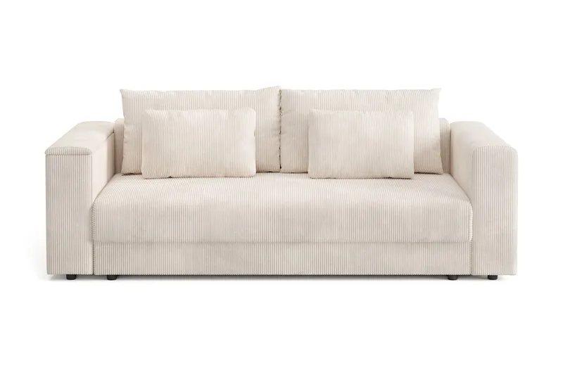 Bergen Extra djup 3-sits Bäddsoffa med Bäddmadrass i Polyesterskum Vändbar Sommar- & Vintersida och Tvättbar klädsel, Beige