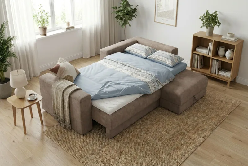 Bergen Extra djup 3-sits Bäddsoffa med Divan och Bäddmadrass i Latex och Tvättbar klädsel - Brun Tyg - Products - Möbler - Soffa - Bäddsoffa - Bäddsoffa divan