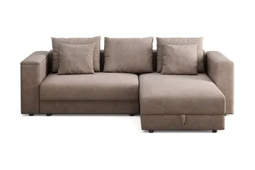 Bergen Extra djup 3-sits Bäddsoffa med Divan och Bäddmadrass i Memoryskum och Tvättbar klädsel, Beige Tyg