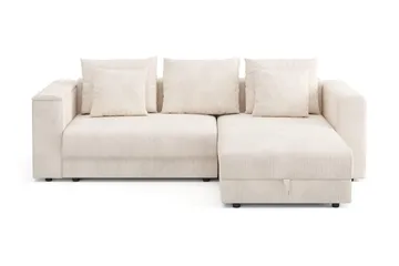 Bergen Extra djup 3-sits Bäddsoffa med Divan och Bäddmadrass i Memoryskum och Tvättbar klädsel, Beige