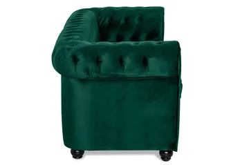 Chesterfield Lyx 3-sits Framåtbäddad Bäddsoffa med HVILA Bäddmadrass 140x200 cm Polyesterskum med Tvättbar klädsel - Grön/Vit - Products - Möbler - Soffa - Bäddsoffa - 3 sits bäddsoffa