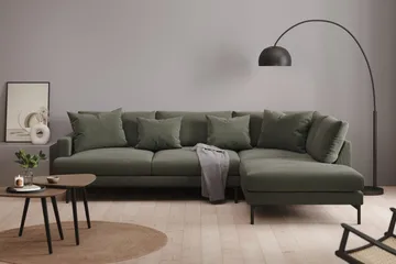 Menard 4-sits Högervänd L-formad Djup Schäslongsoffa i Manchester - Mörkgrön - Products - Möbler - Soffa - Divansoffa & schäslongsoffa - 4 sits soffa med divan