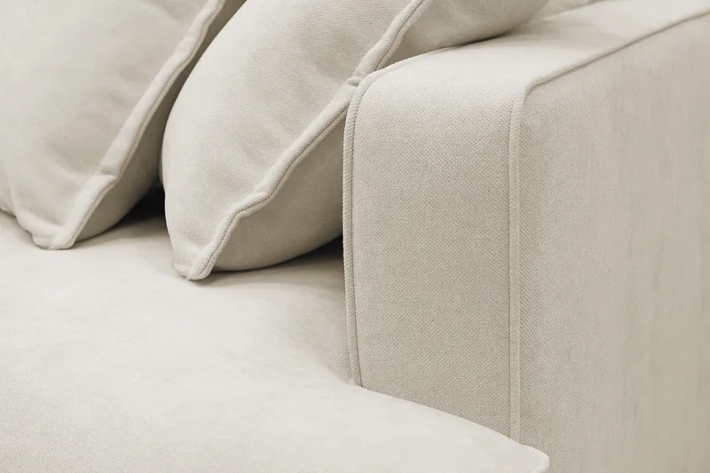 Rossita Lyx 4-sits Vänstervänd L-formad Extra Djup Schäslongsoffa i Tyg - Beige Tyg - Products - Möbler - Soffa - Divansoffa & schäslongsoffa - 4 sits soffa med divan