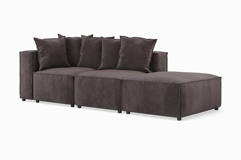 Cubo 3-sits Djup Modulsoffa + Fotpall i Sammet - Mörkgrå - Products - Möbler - Soffa - Modulsoffa - Komplett modulsoffa