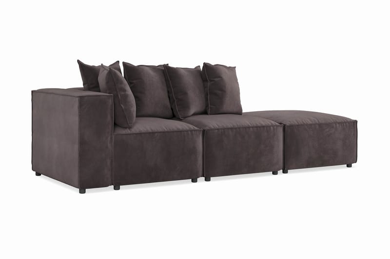 Cubo 3-sits Djup Modulsoffa + Fotpall i Sammet - Mörkgrå - Products - Möbler - Soffa - Modulsoffa - Komplett modulsoffa
