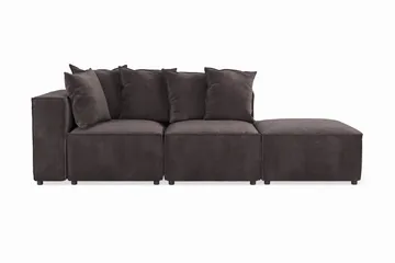 Cubo 3-sits Djup Modulsoffa + Fotpall i Sammet - Mörkgrå - Products - Möbler - Soffa - Modulsoffa - Komplett modulsoffa
