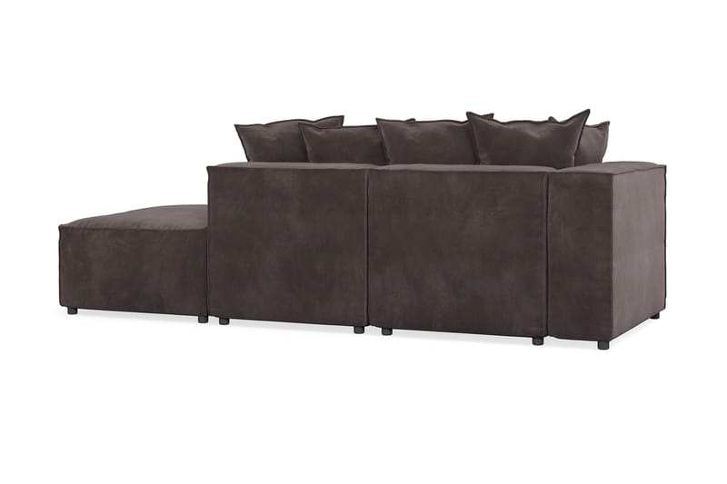 Cubo 3-sits Djup Modulsoffa + Fotpall i Sammet - Mörkgrå - Products - Möbler - Soffa - Modulsoffa - Komplett modulsoffa