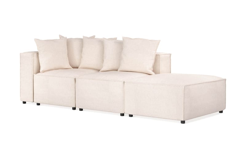 Cubo 3-sits Djup Modulsoffa + Fotpall i Tyg - Beige - Products - Möbler - Soffa - Modulsoffa - Komplett modulsoffa