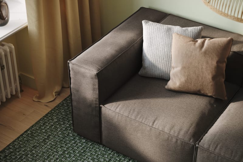 Cubo 3-sits Djup Modulsoffa + Fotpall i Tyg - Grå - Products - Möbler - Soffa - Modulsoffa - Komplett modulsoffa
