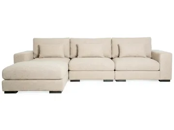 Dubai Extra djup 4-sits Modulsoffa med divan höger i tyg vändbar Extra Djup - Ljusbeige - Products - Möbler - Soffa - Modulsoffa - Komplett modulsoffa