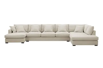 Rossita Lyx 6-sits Högervänd U-formad Extra djup Soffa med Divan och Schäslong i Tyg, Beige