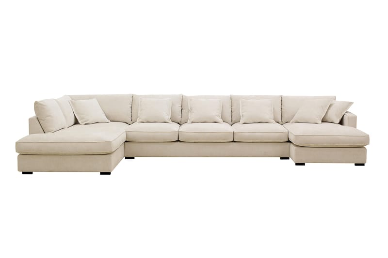 Rossita Lyx 6-sits Vänstervänd U-formad Extra djup Soffa med Divan och Schäslong i Chenille, Beige
