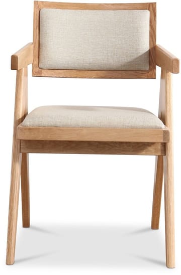 Karmstol Sara med Linnetyg Whitewash - Grå - Products - Möbler - Fåtölj & stolar - Karmstol