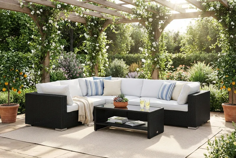 Bahamas Högermodul utomhus 140 cm i konstrotting - Svart - Products - Utemöbler & utemiljö - Övrigt utemöbler - Moduler utesoffa - Vänstermodul utesoffa