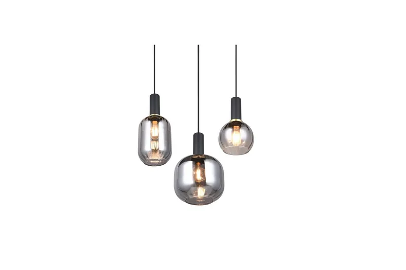 Pendel TRIO Diva 3-del, Mattsvart/kromad - 3-del, Mattsvart/kromad - Products - Belysning - Lampor & belysning inomhus - Taklampa & takbelysning - Kökslampa & taklampa kök