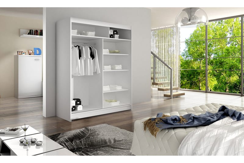 Camino Garderob 58x150 cm LED-belysning - Svartvit - Products - Förvaring - Garderober & garderobssystem