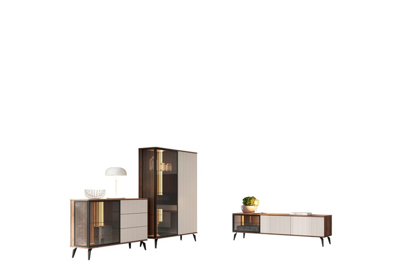 Akinari Möbelset För Vardagsrum, Natur/Beige