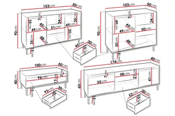 Bjurholm Möbelset För Vardagsrum - Svart - Products - Förvaring - Förvaringsmöbler - Möbelset för vardagsrum