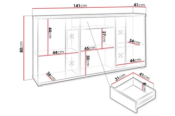 Bunta Skänk 141x41 cm - Brun/Vit - Products - Förvaring - Förvaringsmöbler - Sideboard & skänk