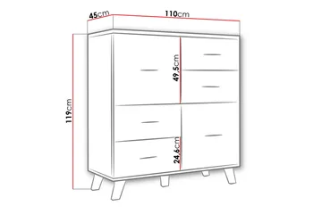 Kardos Byrå 45x110 cm - Natur/Svart - Products - Förvaring - Förvaringsmöbler - Byrå - Hallbyrå