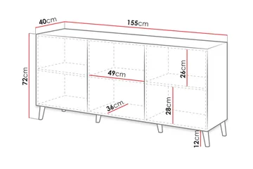 Novaj Byrå 40x155 cm - Vit/Svart - Products - Förvaring - Förvaringsmöbler - Byrå - Hallbyrå