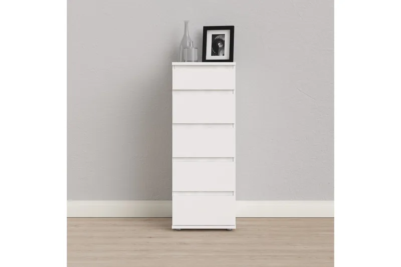 Rengo Byrå Smal 5 Lådor - Vit - Products - Förvaring - Förvaringsmöbler - Byrå - Hallbyrå