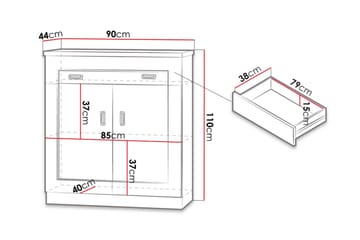Tadeusz Byrå 90x44x110 cm - Brun - Products - Förvaring - Förvaringsmöbler - Byrå - Hallbyrå