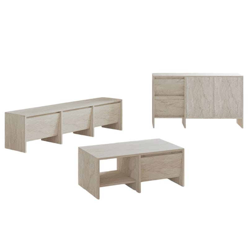 Crala Vardagsrumsmöbelset 160x40x35 cm, Travertin