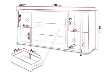 Gamal Skänk 150x40 cm - Vit - Products - Förvaring - Förvaringsmöbler - Sideboard & skänk