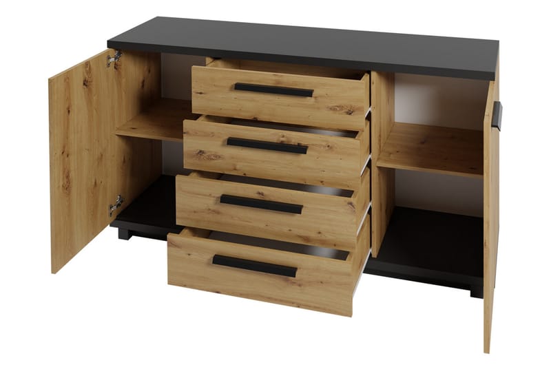 Ines Byrå 40x135 cm - Ek/Svart - Products - Förvaring - Förvaringsmöbler - Byrå