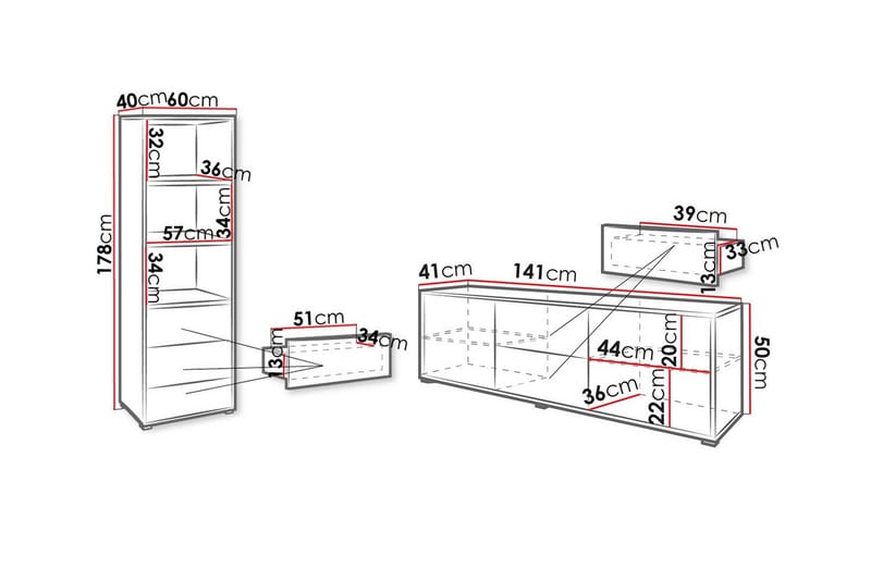 Kintore Möbelset För Vardagsrum White - Products - Förvaring - Förvaringsmöbler - Möbelset för vardagsrum