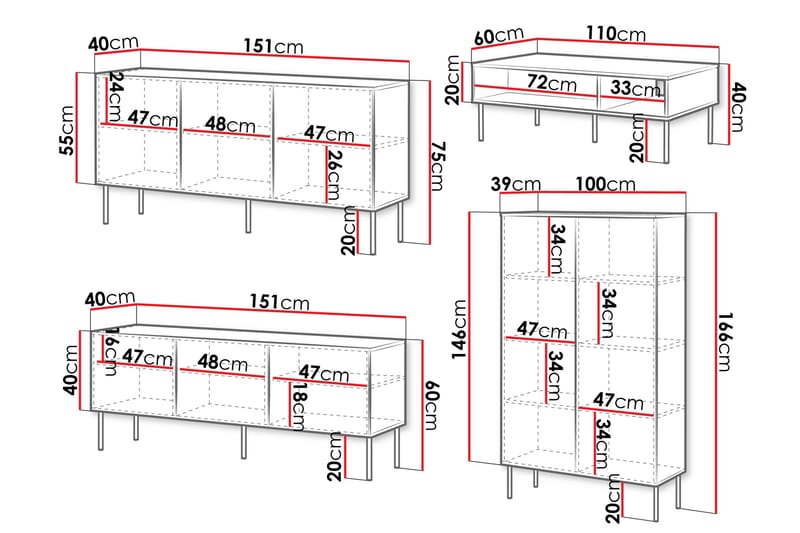 Laholm Möbelset För Vardagsrum - Vit - Products - Förvaring - Förvaringsmöbler - Möbelset för vardagsrum