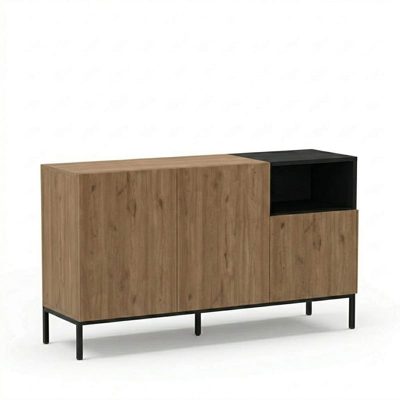 Morlen Konsol 140x80x41,8 cm - Natural Oak, Wood Black, Sandstone - Products - Förvaring - Förvaringsmöbler - Sideboard & skänk