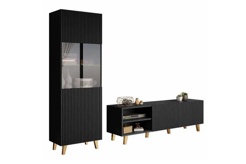 Strontian Möbelset För Vardagsrum Scandinavian Choice Black