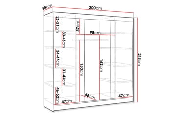 Cyria Garderob 200x215 cm - Svart/Vit - Products - Förvaring - Garderober & garderobssystem - Garderobsskåp