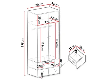 Edson Garderob 80 cm - Products - Förvaring - Garderober & garderobssystem - Garderobsskåp
