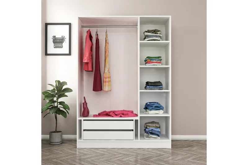 Fruitland Garderob 135 cm - Vit - Products - Förvaring - Garderober & garderobssystem - Garderobsskåp