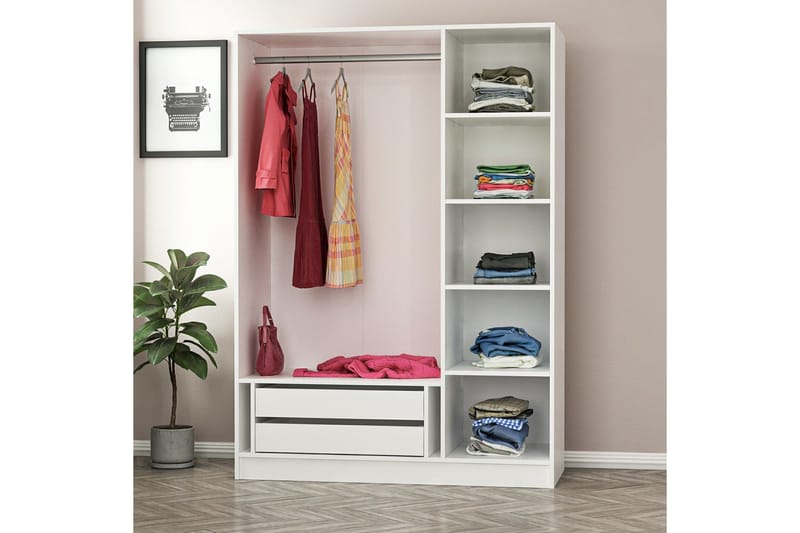 Fruitland Garderob 135 cm - Vit - Products - Förvaring - Garderober & garderobssystem - Garderobsskåp