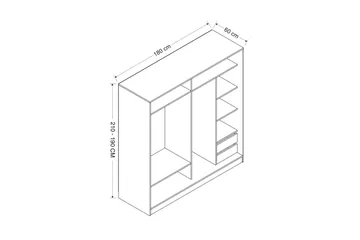Fruitland Garderob 180 cm - Brun/Vit/Ek - Products - Förvaring - Garderober & garderobssystem - Garderobsskåp