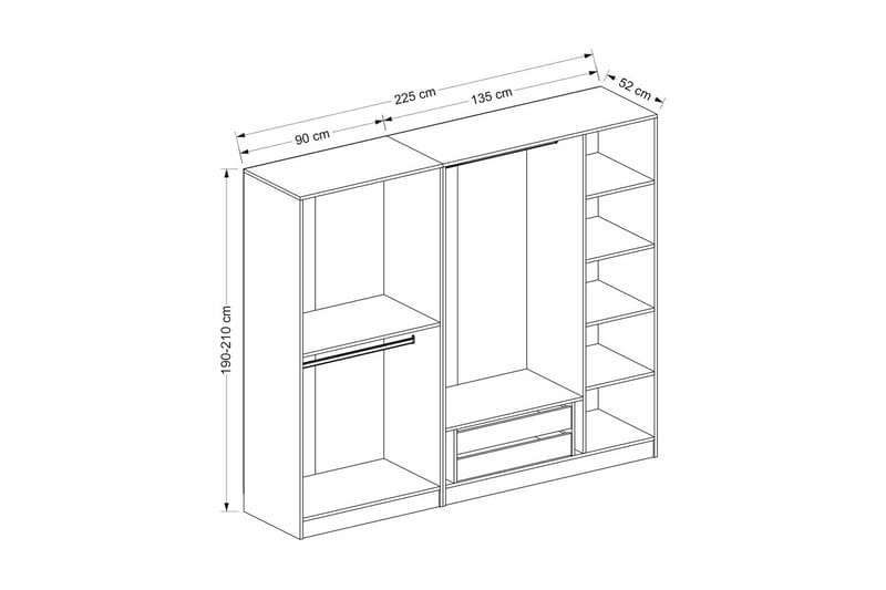 Fruitland Garderob 225 cm - Vit - Products - Förvaring - Garderober & garderobssystem - Garderobsskåp