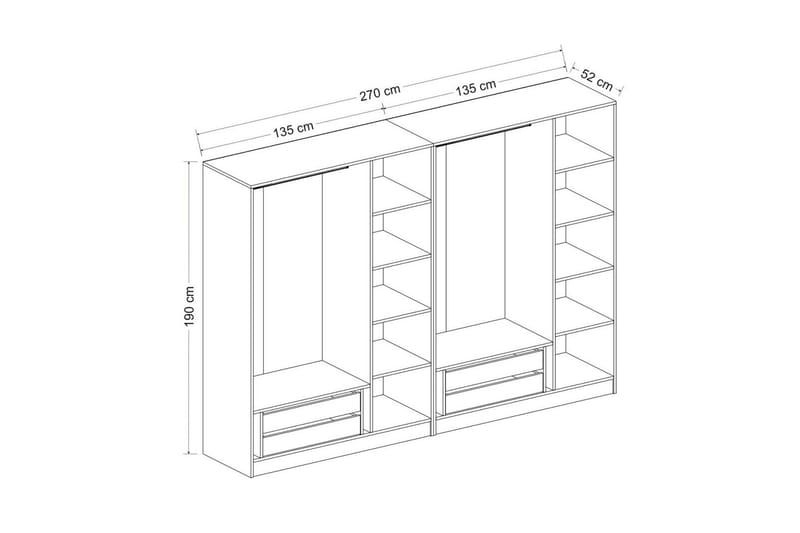 Fruitland Garderob 270 cm - Vit - Products - Förvaring - Garderober & garderobssystem - Garderobsskåp