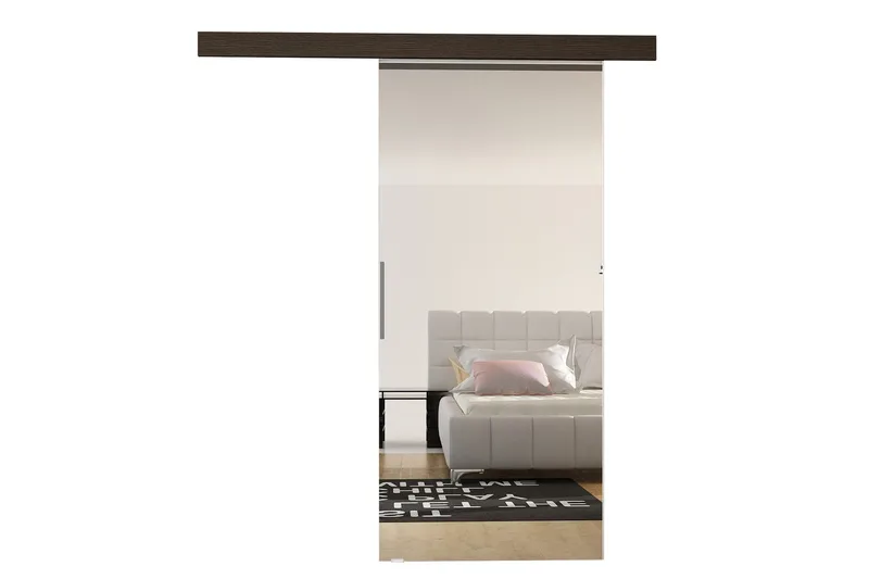 Nemanja Skjutdörr 86x205 cm LED-belysning - Brun - Products - Förvaring - Garderober & garderobssystem - Garderobsdörr - Skjutdörr garderob & walk-in closet