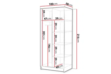 Julissa Garderob 100 cm - Vit/Guld - Products - Förvaring - Garderober & garderobssystem - Garderobsskåp